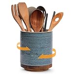 DOWAN Utensil Holder, 360° Rotating Extra Large Cooking Utensil Holder, 7.6" Ceramic Kitchen Utensil Holder for Countertop, Utensil Crock for Kitchen Decor, Utensil Caddy, Reactive Glaze Blue