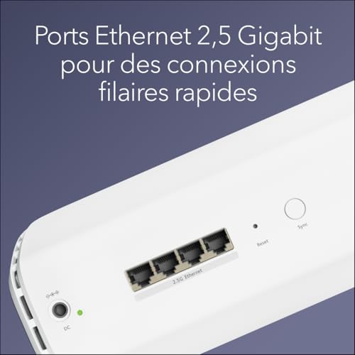 NETGEAR Orbi série 870 - Système Mesh WiFi 7 - Fonctionne avec Orbi RBE872 et RBE873 - Jusqu'à 21 Gbits/s - étend la Couverture jusqu'à 200 m² - et 150 appareils - Quad-Band BE21000 - RBE870 - Blanc