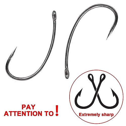 Foto von GZLCEU 18 Stück 6#/8#/10# Edelstahl Angelhaken Karpfen Haken Vorfach Geflochtene Schnur Schonhaken,Handgefertigt Karpfenrigs Angelnzubehör