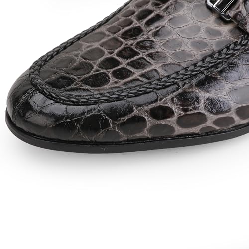 Image of Classic Leather Dress Shoes for Men, Premium Alligator Printed Bussiness Dress Slip on Loafer for Mens