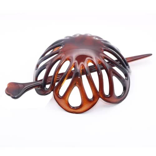 Parcelona French Radial Celluloid Chignon Hair Slide Pin Thru 3.5