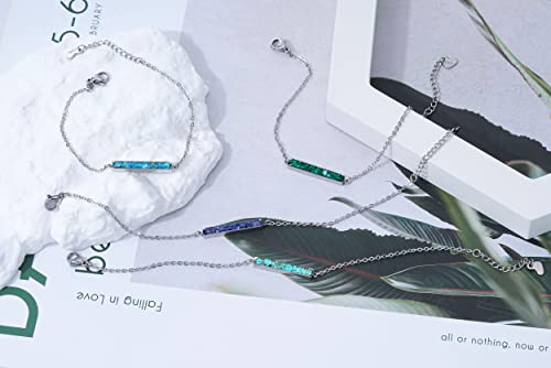 Lauren-Spencer Turquoise Bracelet For Women Adjustable Stainless Steel Chain Bracelet Dainty Simple Malachite Sodalite Turquoise Gemstone Charm Bracelets For Women Teen Girls Jewelry Gift (Bar Charm Green Turquoise Bracelet) #TOP5