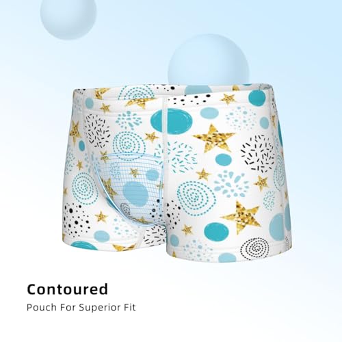 Boys' Cotton Boxer Brief Soft Underwear-Gold Stars Blue Dots4