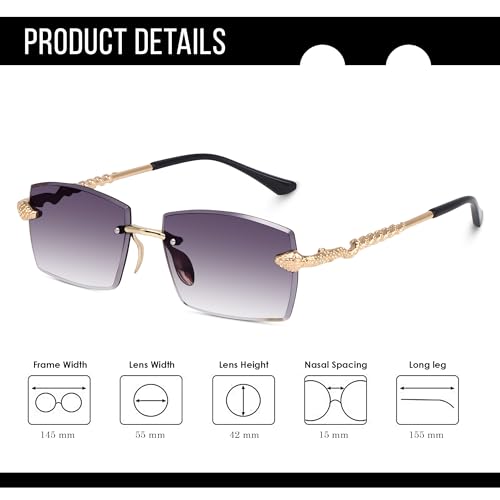 Image of Dervin UV Protected Retro Rectangular Rimless Sunglasses for Men and Women