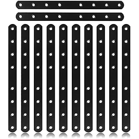 EVADOW 24PCS Black Mending Plates, 250mm x 20mm x 3mm Heavy Duty Flat Straight Bracket Carbon Steel Flat Corner Brace Fixing Furniture Fastener Connector for Wood Project and Fixing Furniture Cover