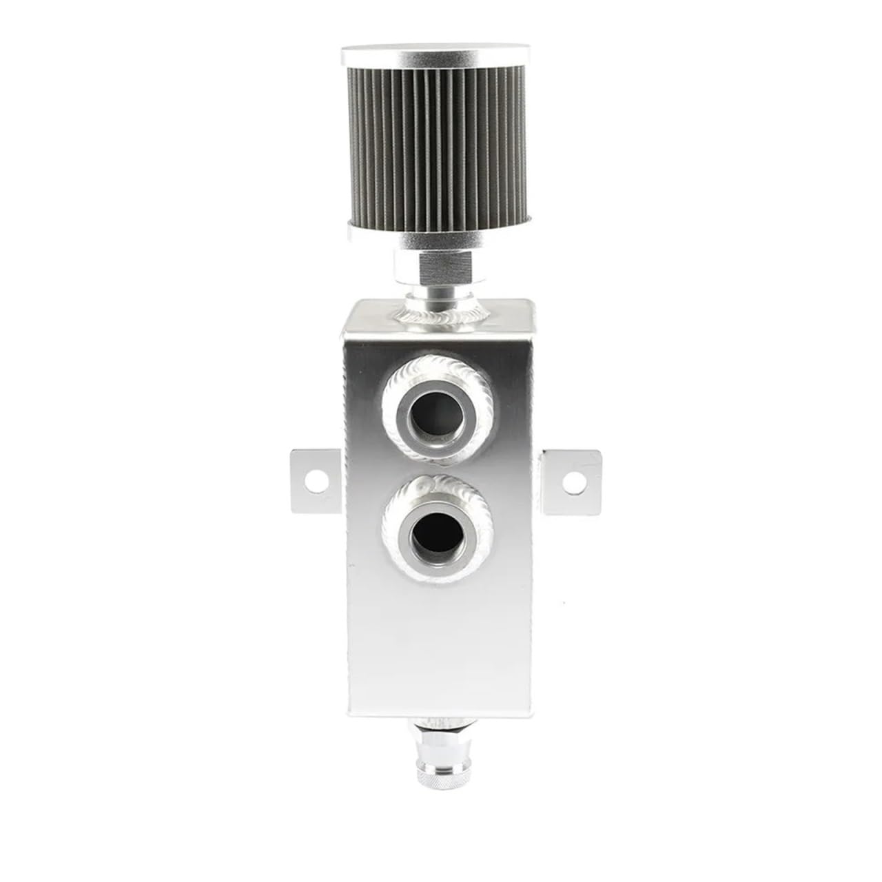 Réservoir de récupération d'huile 1L/2L, déflecteur 10AN avec reniflard et robinet vidange, réservoir forme carrée(2Lsilver)