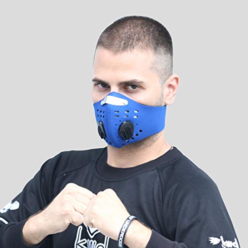 Dukars Sports Mask, Dustproof Mask Activated Carbon Filtration Exhaust Gas Anti Pollen Allergy PM2.5 Workout Running Motorcycle Cycling Mask (Blue - #99)