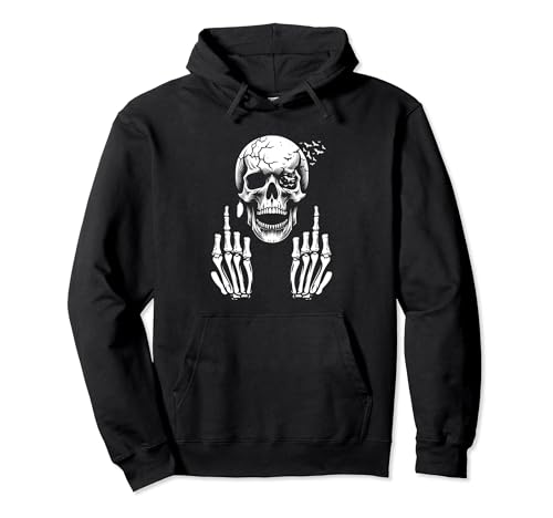 Calavera Esqueleto Dedo Medio Halloween Adulto Humor F Sudadera con Capucha