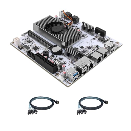 CWWK NAS Motherboard 8 Bay con 10GbE RJ45, N150 CPU Mini ITX Placa Base Blanca M8, 2 x NVMe, Dual 2.5GbE LAN, M.2 WiFi, USB-C, DDR5 NO RAM/SSD, PCIe x1, TF (2X 4-SATA Cable)