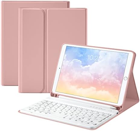 GUDOU Bluetooth Keyboard Case for iPad Mini4 /5 7.9inch,Wireless Detachable iPad Keyboard Case with Pencil Holder(Pink)