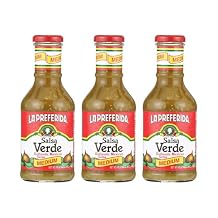 La Preferida Salsa Verde, Medium Heat Authentic Blend of Tomatillos, Jalapenos & Cilantro Simple Ingredients, No Added Sugar. Great for Tacos, Eggs & Dips, 16oz. Pack of 3