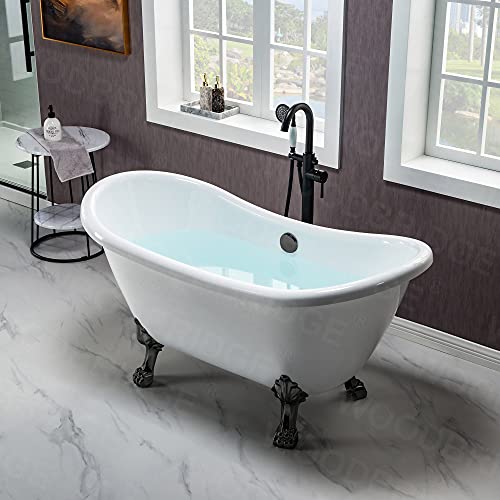 Woodbridge BTA1540 -MB-FEET+ MB-DRAIN 59 Inch Heavy Duty Acrylic Double Slipper Clawfoot Bath Tub thumb #11