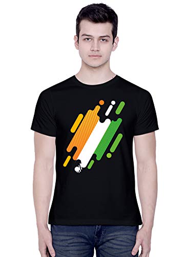 Image of Graphic Printed T-Shirt for Unisex Indian Tricolor Creative Artwork Tshirt | Casual Half Sleeve Round Neck T-Shirt | 100% Cotton | D00049-13