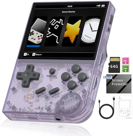 2024 New RG35XX Handheld Game Console 3.5″ IPS Retro Games Consoles Classic Emulator Hand-held Gaming Console Preinstalled 64GB 5515 Video Games Linux System Support H-D-M-I (RG35XX PurpleTP)
