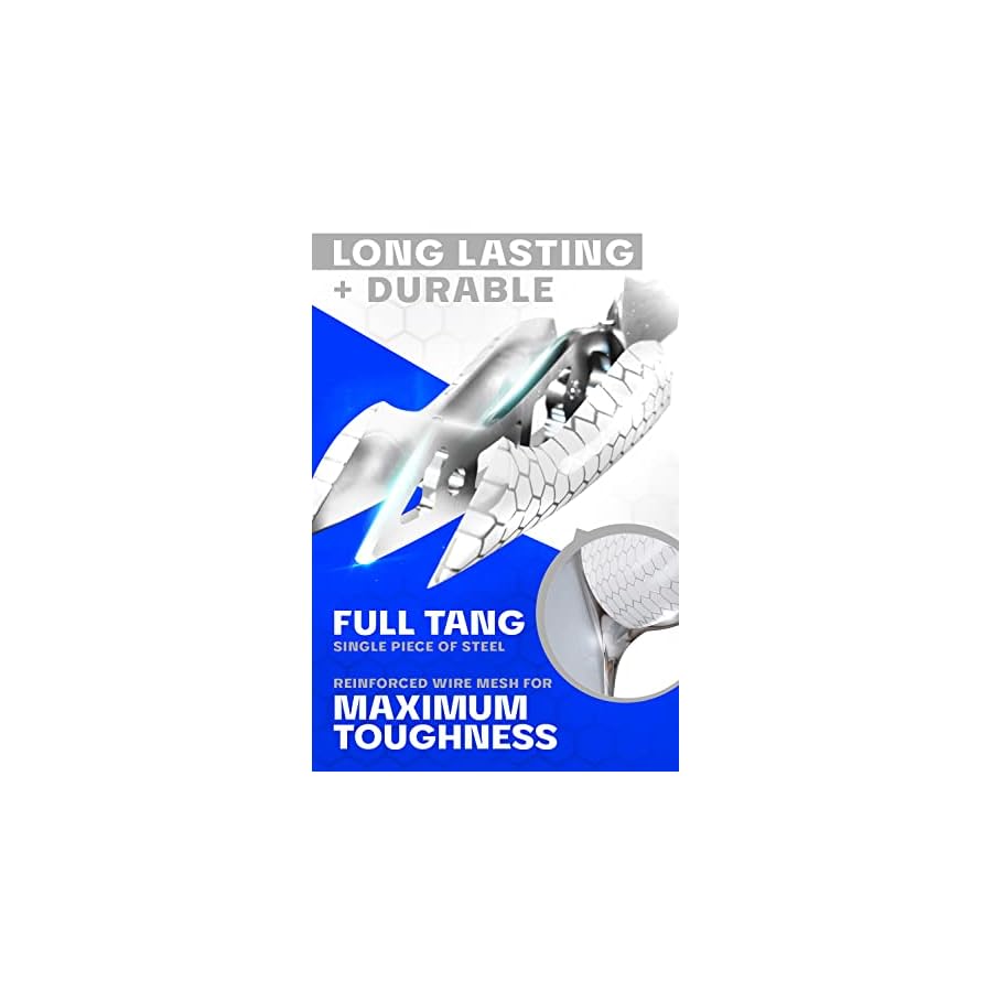 Dalstrong Meat Cleaver Knife - 7 inch - Frost Fire Series - High Chromium Steel - Giftable Frosted Sandblast Finish - White Honeycomb Handle - Heavy Duty - Leather Sheath - NSF Certified