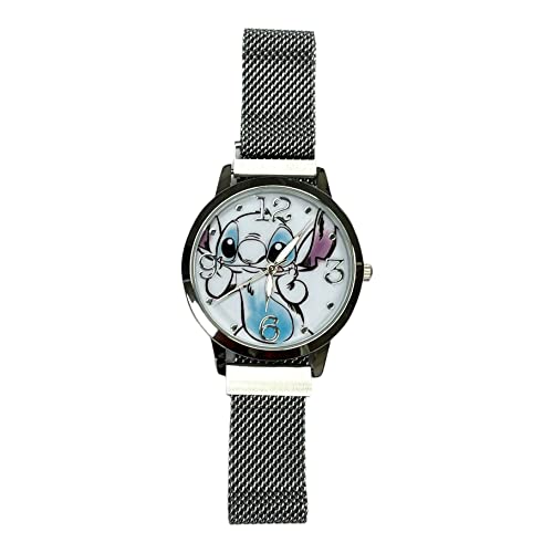 Accutime Kids LILO & Stitch Analog Quartz Wrist Watch with Small Face, Silver Accents for Girls, Boys, Kids (LAS8014AZ)