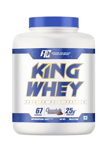 Image of Ronnie Coleman Signature Series King Whey Protein, Chocolate Brownie (67 Servings, 2.27kg / 5lbs) | Premium Whey Protein Powder