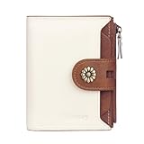 Blucoay Wallet Women,RFID Blocking Leather Womens Wallet Bifold Compact Card Holder Small Wallet for Women with Removable ID Window(Whitebrown)