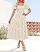 ZESICA Women‘s Summer Boho Floral Midi Dress 2026 Casual Short Sleeve Square Neck Flowy Beach Vacation Long Dress,Apricot,Large