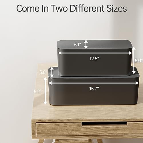 Image of YECAYE 2 Pack Cable Management Box, Pet Friendly Cable Box Organizer for Home & Office, Child-Proof Floor Cord Cover, Cord Management and Cord Hider, Black