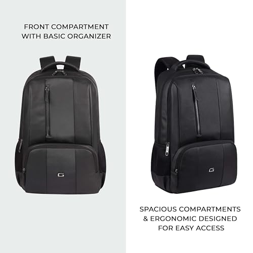 Image of Gear Vault 19 inch /30L Anti Theft Faux leather Large Water Resistant Laptop Backpack /Casual Backpack /Daypack /Travel Backpack /College Bag For Men /Women (Black)