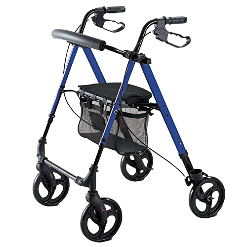 Déambulateur léger pliable Gima 43160 bleu en aluminium avec siège réglable