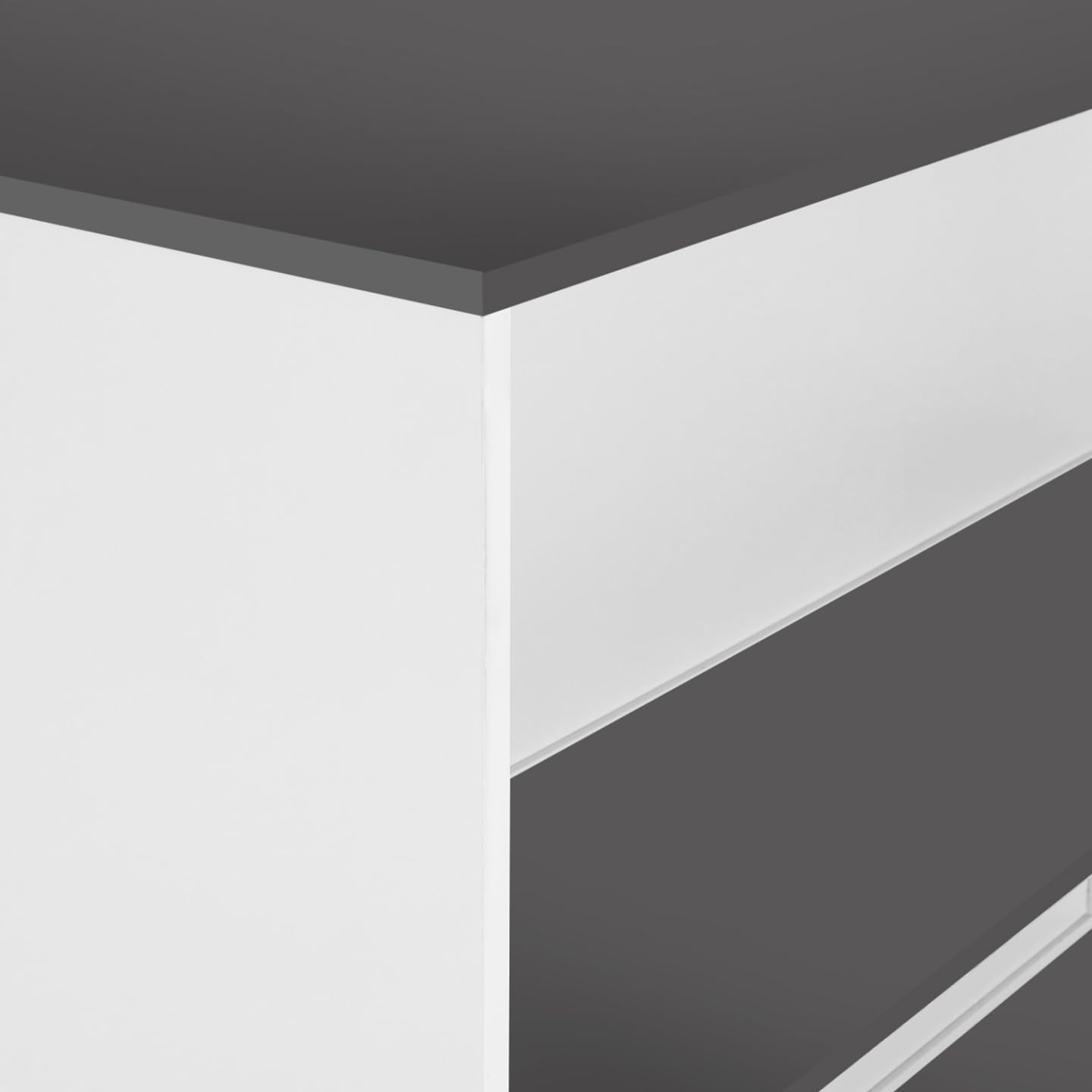 IDMarket - Tavolo bar a isola JUNO, legno bianco e piano grigio