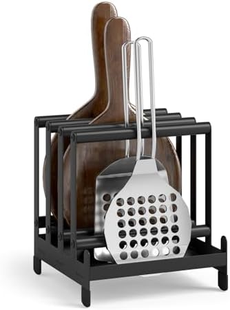 Nisorpa Steel Pizza Peel Rack with 4 Available Slots for Easy Organization and Storage of Peels, Turners & Paddles Pizza Holder Rack with Non-Slip Feet,Pizza Peel Tools Not Included