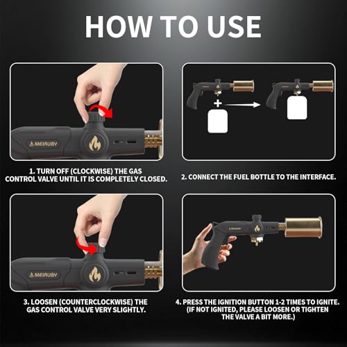 Image of Powerful Propane Torch, Gift for Men Dad, Culinary Blow Kitchen Cooking Torch for Steak Searing, Campfire Charcoal Starter for Blackstone Griddle Accessories (Tank Not included)