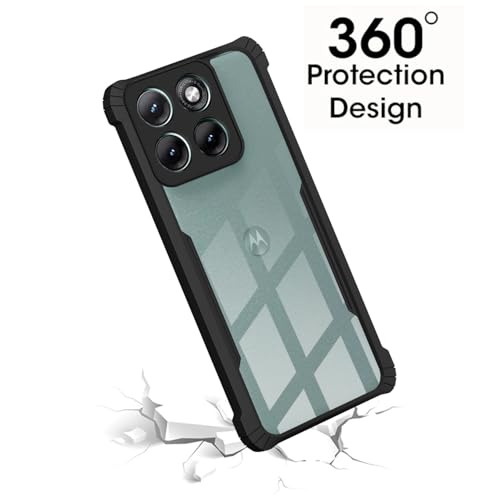 Image of Polycarbonate Crystal Clear Back Cover for Motorola Moto Edge 70 Fusion 5G | 360 Degree Protection | Shock Proof Design | Transparent Back Cover for Moto Edge 70 Fusion 5G - Black Bumper
