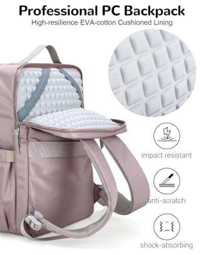 15.6" Simple Laptop Backpack for Women, Pink Travel Backpack with Luggage Strap for Airplane3