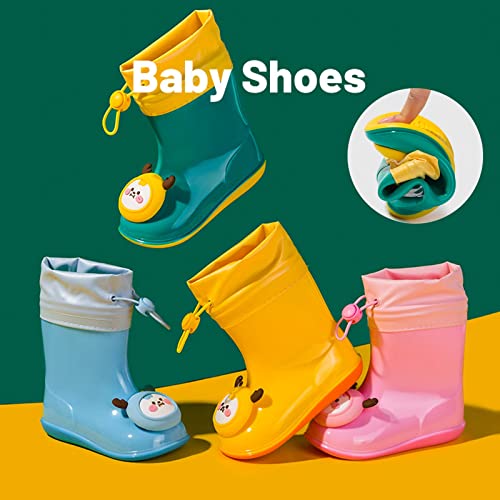 POLG Children's Waterproof Rubber Rain Boots for Kids Toddler Baby Boys Girls Anti-Slip Jelly Rainshoes with4