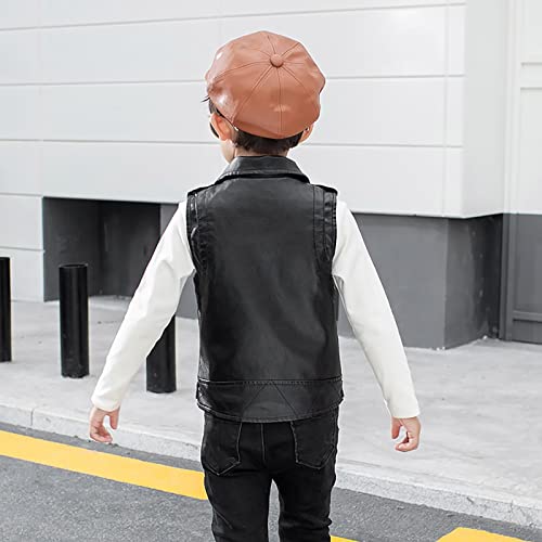 Leather Jacket Children Motorcycle Vest Leisure Imitation All- Leather Boys Coat and Jacket Girls School Clothes4