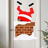 Christmas Felt Door Stickers - Cartoon Chimney Santa Claus Decals for Xmas Non-Woven Art Decorations - Winter Holiday Indoor Home Window Wall Decor Party Supplies