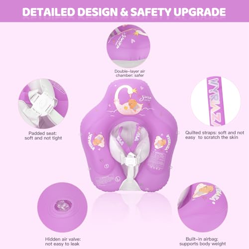 Image of LOOWARTS Baby Pool Float with Canopy and Safety Seat,Infant Swim Float & Pool Float & Baby Water Float & Swimming Floats UPF50+ UV Protection for Kids from 3 to 36 Months.(S:3-12 Month /L:6-36 Month)