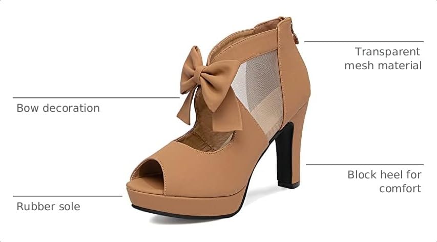 Image of GATUXUS Open Toe Women Platform High Heel Shoes Bows Strappy Sandals