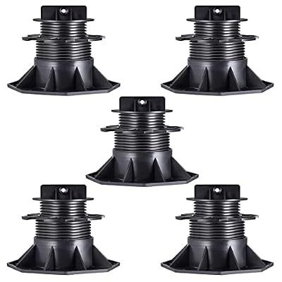 xiaoguozi Height Adjustable Stilt Bearing,Plate Bearings Suitable for Aluminium, WPC, Wood Decking,5pcs Adjustable Feet for Substructure