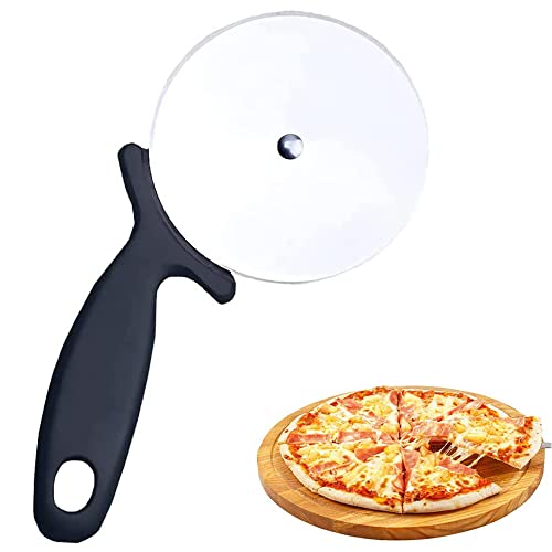 Coupe-Pizza, Outil de Coupe de Pizza, Roulettes à Pizza, Acier Inoxydable Antidérapant Professionnel Roue à Pizza avec Poignée pour Pain, Biscuits, Gâteaux, Boulangerie, Cuisine (Noir) Cover