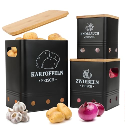 Aevcvok Kartoffel Aufbewahrungsbox 3er Set, Aufbewahrung Kartoffeln...