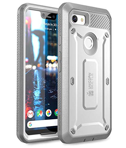 SUPCASE Full-Body Rugged Holster Case for Google Pixel 3 XL,with Built-in Screen Protector for Google Pixel 3 XL 2018 Release, Unicorn Beetle PRO Series - Retail Package (White)
