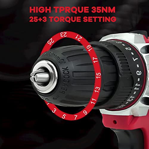 BeHappy Akku-Bohrer-Set, 21 V Bohrmaschinen-Set, Elektrobohrer-Set mit 2 Akkus und Ladegerät, 25 + 3… – Bild 4