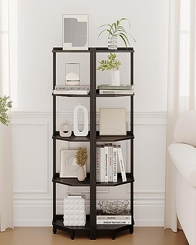 Hzuaneri CS05906B Corner Shelf Stand, Corner Bookshelf, Storage Standing Shelf Unit With Metal Frame thumb #3