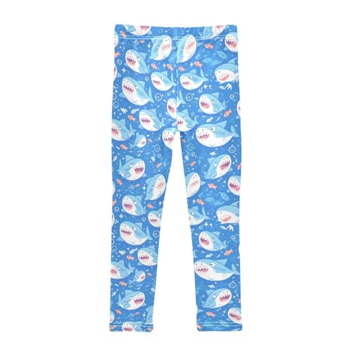 KLL Shark Water Blue Pattern Toddler Girls' Active Leggings Stretchy High Waisted Lounge Pants Gym2