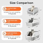 Stainless Steel Cat Litter Box, Odor Free Metal Litter Box with High Sides Lid, Open Top Low Entry Litter Pan Include Scoop Easy Cleaning Anti-Scratch Kitty Cat Box Anti-Urine Leakage, Non-Sticky | High Sides Lid Open Top Low Entry Litter Pan Easy Cl