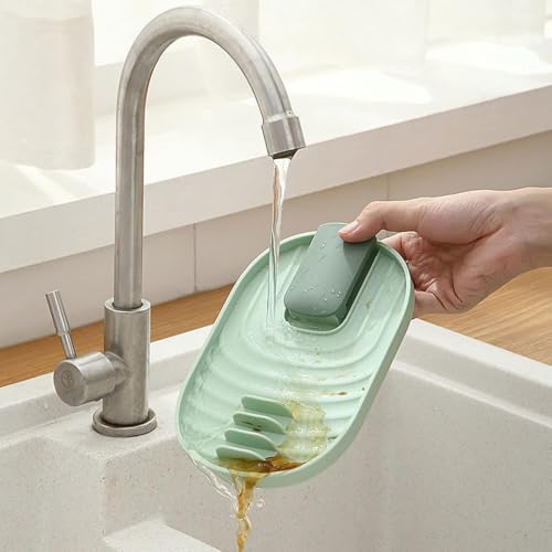 Image of Kitchen Spoon Rest with Pot Lid Holder, 2-in-1 Heat Resistant Utensil Rest Stand with Drip Tray, Countertop Spatula Holder for Spoon, Ladle, Turner & Cooking Tools, Easy Clean Kitchen Organizer