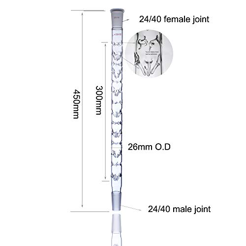 Laboy Glass Fractional Distillation Column Vigreux With 24/40 Joints 300Mm In Indentation Length Lab Glass Condenser For Distillation Apparatus In Organic Chemsitry #TOP1