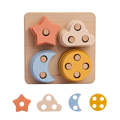 SI SEN 4-in-1 Steckpuzzle Aus Holz – Mit Dino, Insekten, Wald- & Meertieren, Für Kinder Ab 1 Jahr