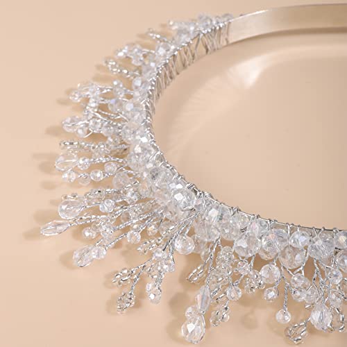 Tiara de cristal para bodas Kercisbeauty y joyería de plata fina para cabello de fiesta 7