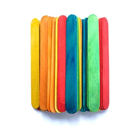 50 Jumbo Coloured Wooden Lollipop Lolly Sticks Kids Art Craft Models Cover