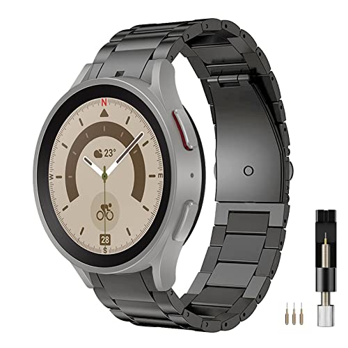 Miimall Correa de Titanio Compatible con Samsung Galaxy Watch 5/ Watch 5 Pro/Watch 4/4 Classic 40mm 42mm 44mm 45mm 46m Pulsera Ligera,Repuesto Ajustable Correa de Metal para Galaxy Watch 5, Gris Cover